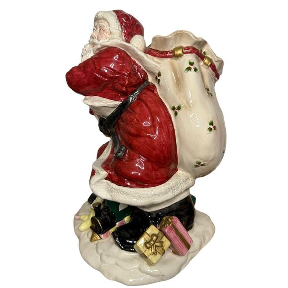1987 Fitz and Floyd Santa w/ Open Bag Centerpiece Planter 16” Vintage Christmas - Picture 2 of 11